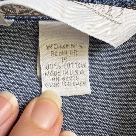 VTG Denim Dress by Lands End Pockets Pleated Short Sleeve Size 14 See Details - Picture 5 of 7